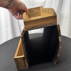 Teak Couch Caddy Organizer For Easy Access To Your Remote Cell Phone Book Etc...